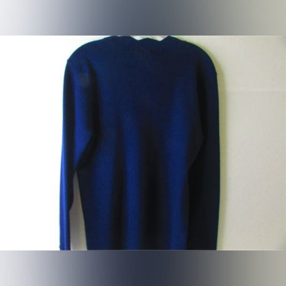 Golbary Navy & White Wave Open Lattice Sweater Knit Tunic Top  Size L  N… - Picture 9 of 13